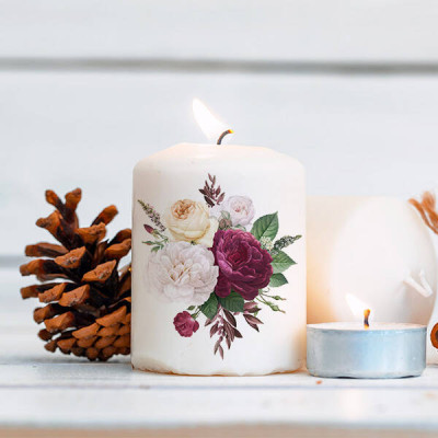 Çicek Desenli Kokulu Mum